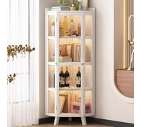Modern Glass Cabinet for Living Room, Office & Home - Tall Display Showcase for Trophies & Collectibles, Stylish Storage Solution for Dining Room & Kitchen