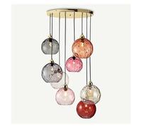 Modern Glass Chandelier Nordic Lustre Led Pendant Light For Living Room Restaurant Classical Colorful Glass Hanging Lamp Fixture(3 lights-b) (8 lightsb)