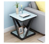 Modern Glass Corner Table with Sleek Metal Frame, Compact Design for Bedside, Sofa Side, or Coffee Table Use
