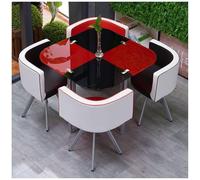 Modern Glass Dining Set, Square/Round Table & 4 Chairs, Stylish Dining Ensemble for Living Room, Small Apartment, Contemporary Design, Space-Saving Furniture