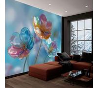 Modern Glass Flowers Wallpaper Mural Aesthetic Photo Wallpaper Digital Art Wall Murals, Home DIY Decoration for Dorm Living Room Bedroom Decor 400 x 280 cm
