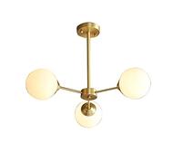 Modern Glass Globe Chandelier Lighting 3-Light Gold Brushed Brass Pendant Light Fixtures with Magic Bean Shade,Luxury