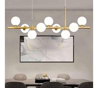 Modern Glass Globes Chandelier Mid Century Metal Hanging Golden Ceiling Light Globe Lamp Shade Adjustable Height Pendant Light Fixture for Kitchen Island Living Room Bedroom,Gold,9-Light