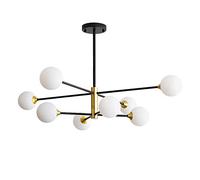 Modern Glass LED Sputnik Chandelier,G9 Adjustable Rustic Industrial Ceiling Pendant Light Simplicity Hanging Light for Living Room Dining Room Bedroom-Milky White 8 Head