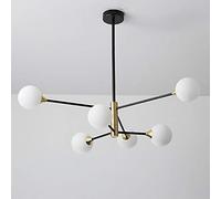 Modern Glass LED Sputnik Chandelier,G9 Adjustable Rustic Industrial Ceiling Pendant Light Simplicity Hanging Light For Living Room Dining Room Bedroom-Milky white 6 head