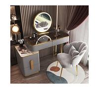 Modern Glass Makeup Table Set with Smart Mirror Elegant Wooden Dressing Table for Bedroom Advanced Makeup Station Chic Vanity Set for Beauty Enthusiasts