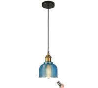Modern Glass Pendant Light Battery Operated with Remote Timer, Non Hardwired Globe Ceiling Hanging Light,Wirelss Pendant Lighting Fixture Indoor Decor for Kitchen Island Bedroom Dining Room (Color :