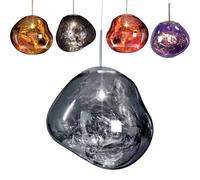 Modern Glass Pendant Light Irregular LED Glass Shade Adjustable 2m Cord Decorative Lava Ball Hanging Lamp for Shop/Club/Lighting Stylish Ceiling Fixture