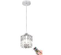 Modern Glass Pendant Light with Remote Control Battery Operated Rechargeable No Wiring Needed Silver Finish Ideal for Farmhouse Dining Room Kitchen Island Wireless Hanging Lamp Fixture (1 Pa