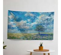 Modern Glass Printed Wall Tapestry - Vivid Colors, 100% Cotton Back, Sublimation Printing - Claude Monet's Meadow Pattern