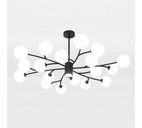 Modern Globe Chandelier Mid Century Pendant Light Matte Black Finish Hanging Lamp Handblown Glass Shade Ceiling Light Fixture Nordic Chandelier Black 18 Lights Vision
