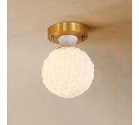 Modern Globe Hallway Ceiling Light Fixtures, Ripple Glass Semi Flush Mount Ceiling Lights, Modern Brushed Brass Ceiling Lamp E14 Nordic Marble Close to Ceiling Lighting Corridor Kitchen/a