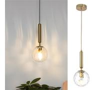 Modern Globe Kitchen Island Pendant Lighting, Ceiling Lamp, White Frosted Glass Globe Shade / Glass Lampshade in Water Ripple, Industrial Vintage Spherical Ceiling Hanging Lamp ( Color : B-gold , Size