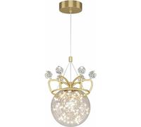 Modern Globe Pendant Light - Creative Crown Crystal Hanging Lamp for Kitchen Island and Living Rooms