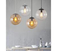 Modern Globe Pendant Light Sphere Lamp 1 Head 16" Wide Dining Room Hanging Ball Pendant Lighting for Kitchen Island, Silver Made in China