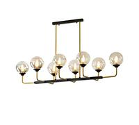 Modern Globe Pendant Lighting Mid Century Golden with Transparent Glass Globe Lampshade Sputnik Chandelier Light Fixture for Hallway Bedroom 8 Lights