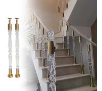 Modern Gold Acrylic Stair Spindles - 2 PCS Floor Mount Decorative Balusters for Interior Staircase Railing 90cm (35 3/8") - Stylish Baluster Posts for Contemporary Homes