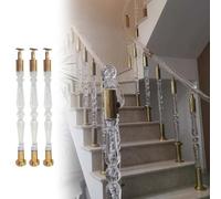 Modern Gold Acrylic Stair Spindles - 3PCS Clear Baluster Posts for Interior Staircase Railing Decorative Floor Mount Stairway Columns (85cm / 33.5")