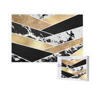Modern Gold Black White Glitter Marble Geometric Art,1000 Pieces Wooden Jigsaw Family Game Jigsaw Puzzles for Adults Teens Home Decor
