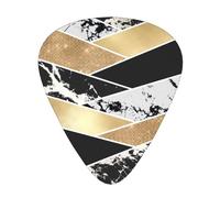 Modern Gold Black White Glitter Marble Geometric Art,12 Pcs Guitar Pick,3 Different Thickness Plectrums for Acoustic Guitar Bass Ukulele (0.46mm 0.96mm 0.71mm)