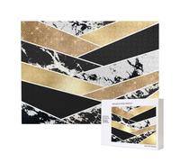 Modern Gold Black White Glitter Marble Geometric Art,500 Pieces Wooden Jigsaw Family Game Jigsaw Puzzles for Adults Teens Home Decor