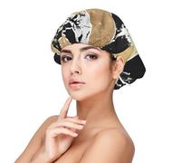 Modern Gold Black White Glitter Marble Geometric Art,Adult's Satin Sleeping Cap - Women's Elastic Sleep Bonnet, Adjustable Overnight Hair Cover