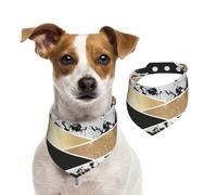 Modern Gold Black White Glitter Marble Geometric Art,Dog Bandanas Cotton Pet Scarf Adjustable Bibs for Pet,L