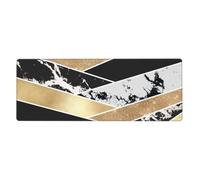 Modern Gold Black White Glitter Marble Geometric Art,Mouse Pad Large Desk Pad Computer Keyboard Mouse Mat With Non Slip Rubber Base 30 x 80 cm