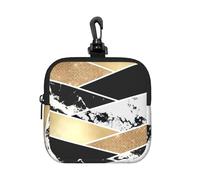Modern Gold Black White Glitter Marble Geometric Art, Square Zipper Storage Bag, Neoprene Coin Purse, Small Wallets, Change Pouch, Change Purse