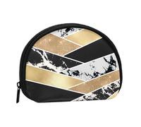 Modern Gold Black White Glitter Marble Geometric Art, Women's Storage Bag Shell Makeup Bag Small Coin Purse Shell Change Pouch