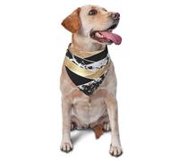 Modern Gold Black White Glitter Marble Geometric ArtDog Bandanas Cat Puppy Scarfs Washable Pet Handkerchief
