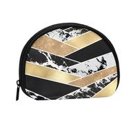 Modern Gold Black White Glitter Marble Geometric ArtSmall Makeup Sanitary Napkin Storage Bag,Women's Cosmetic Coin Purse