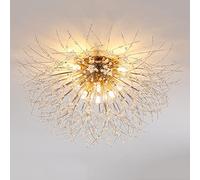 Modern Gold Ceiling Light Crystal Firework Semi Flush Mount Ceiling Lamp, 8-lights Chandelier Lighting Fixture Nordic Close To Ceiling Lamps for Bedroom Dining Living Room