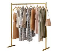 Modern Gold Clothing Rack - Commercial Garment Display Stand Easy to Assemble Independent Retail Fixture Metal Ra 100x40x150CM - Perfect for Boutique Showcases.