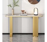 Modern Gold Console Table for Hallway Narrow Entryway Table with Stable Metal Structure Easy Assembly Chic Space-Saving Design for Living Room and Entrance