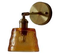 Modern Gold Copper Wall Sconce, Creative Trumpet Shape Wall Light Fixtures, Minimalist Headboard Bedroom Wall Lamp with Clear Glass Lampshade for Bedroom Loft Living Room Kitchen Restaurant