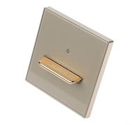 Modern Gold Glass Panel Light Switch With Blue Led Indicator Designed For 110v To 250v Voltage Range Including Easy For Toggle Operation And Standard 86x86mm Mounting Dimensions(1 Gang 1 Way)
