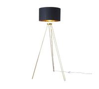 Modern Gold Hairpin Design Tripod Floor Lamp With Black Gold Drum Shade ValueLights Gold One Size