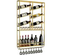 Modern Gold Metal Wall Mounted Wine Rack Iron Wine Bottle Holder Stylish Floating Shelves for Kitchen Bar Cafe Living Room & Restaurant - (Size: Style A)