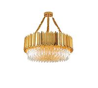Modern Gold Plated Crystal Light Fixture, E14 Nordic Luxury Pendant for Bedroom, Dining, Living Room, Duplex Villa - 55x35cm Electroplated Design