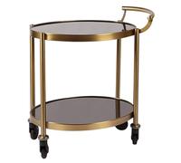 Modern Gold Rose Bar Cart with 2 Glass Shelves Stylish Rolling Serving Cart for Alcoholic Drinks & Wine Elegant & Functional Design Unique Size