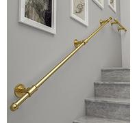 Modern Gold Stair Handrail Iron Banister Railing for Indoor/Outdoor Steps Wall-Mounted Safety Grab Bar 6FT Villa Loft Corridor - Black & White Finish