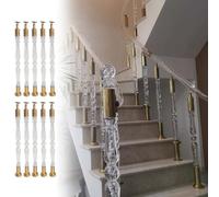 Modern Gold Stair Spindles - Clear Acrylic Interior Balusters for Staircase Railing Decorative Floor Mount Columns 10 PCS 80cm (31 1/2") - Stylish Stairway Upgrade