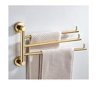 Modern Gold Towel Rack with Swing Arm, Wall-Mounted Space-Saving Towel Holder, Rust-Resistant Bathroom Organizer, 4 Bars for Efficient Storage & Style