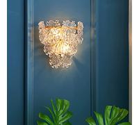 Modern Gold Wall Sconce with Snowflake Glass Shades, Mid Century Bathroom Vanity Wall Light E14 Lamp Holder, Brushed Brass Wall Lamp Lights for Restaurant Living Room Bedside Decor Made in China