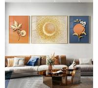 Modern Golden Leaf Gold Foil Wall Art Abstract Canvas Paintings Golden Luxury Poster Print Wall Pictures for Living Room Decor 60X30x2-60X60cm No frame
