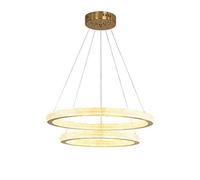 Modern Golden LED Chandelier, Adjustable Circle Ceiling Light Fixture for Living Room, Bedroom & Dining Room, Warm Light, 60+80Cm, Stylish Pendant Lantern