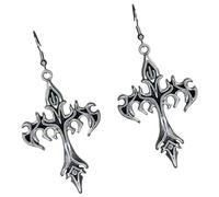 Modern Gothic Crosses Dangle Earrings Compact Design Alloy Texture Pendant for Everyday Wear Rocker Jewelry Punk Fashion