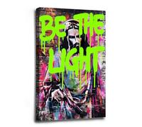Modern Graffiti Mural Of Jesus Christ With Bold Colors Modern Contemporary Poster Abstract Wall Art Trendy Canvas Print Indoor Decor for Home Living Room Bedroom Nursery Farmhouse Framed Ready to Hang