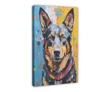 Modern Graffiti Pop Australian Cattle Dog Poster Canvas Poster Bedroom Decor Landscape Office Room Decor Gift 20x30inch(50x75cm)